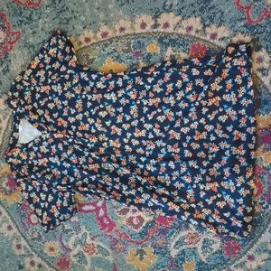 Kaktus Blue Floral Print Shirt Dress L